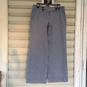 Ann Taylor LOFT Marisa Trouser Wide Leg Pants Blue & White Stripe Nautical Sz 6